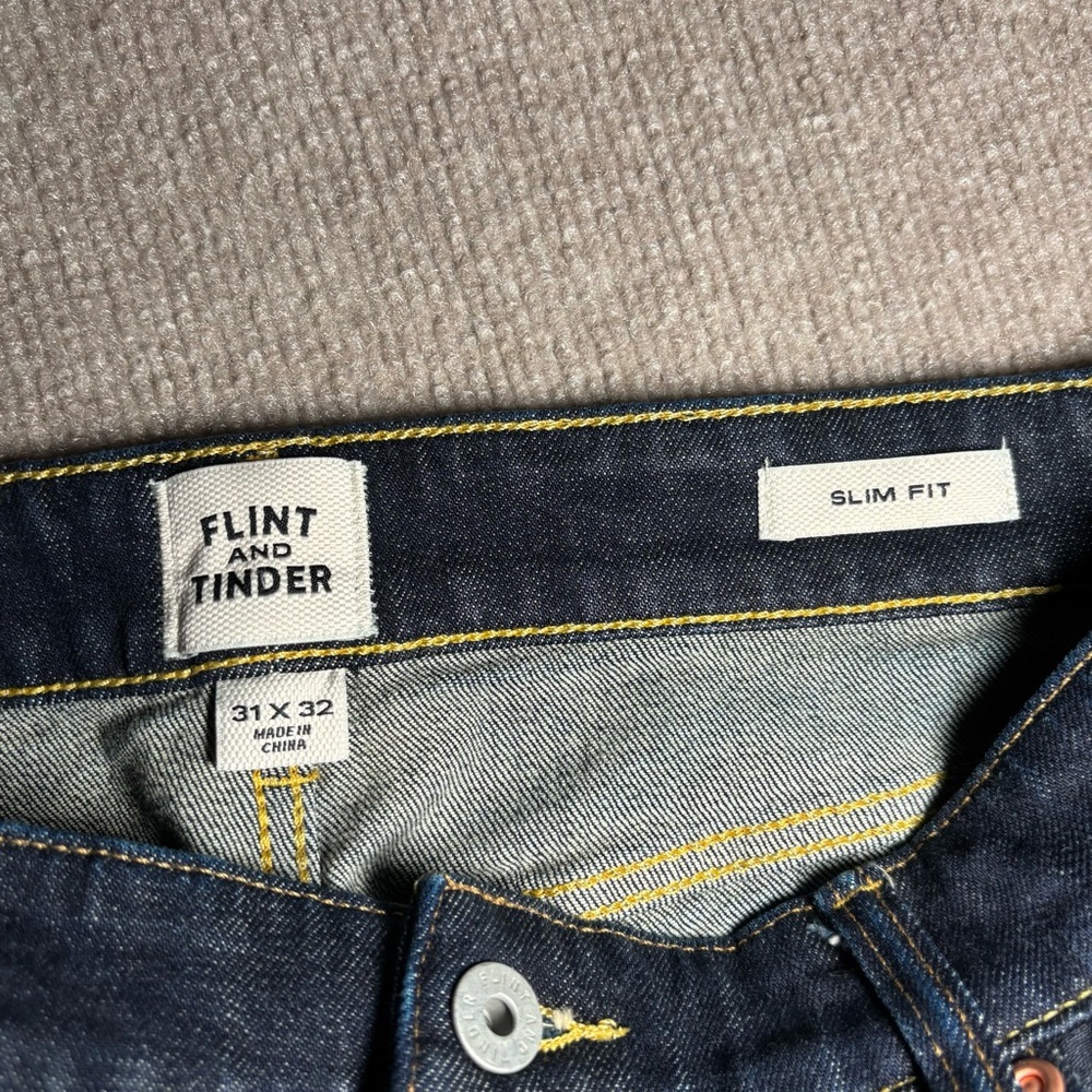 Flint & Tinder Slim Fit Dark Wash Denim Jeans Men’s 31x32 - Picture 5 of 16